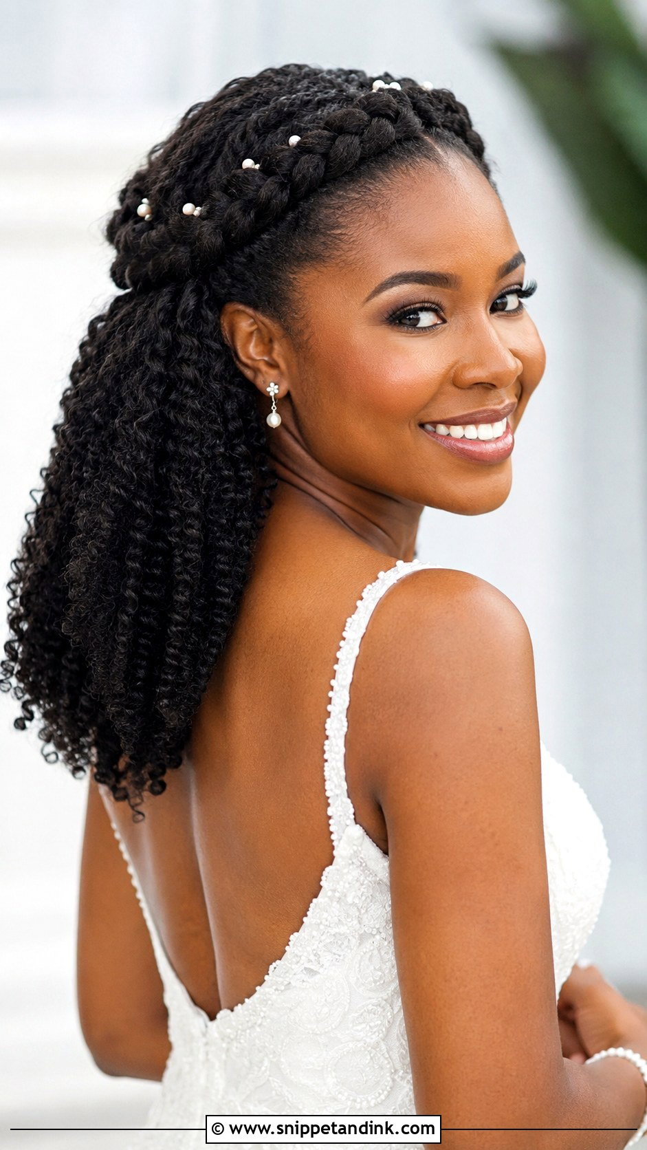 Natural Wedding Side Swept Curls - Snippet and Ink - 15 Natural Wedding Hair Black Women Ideas