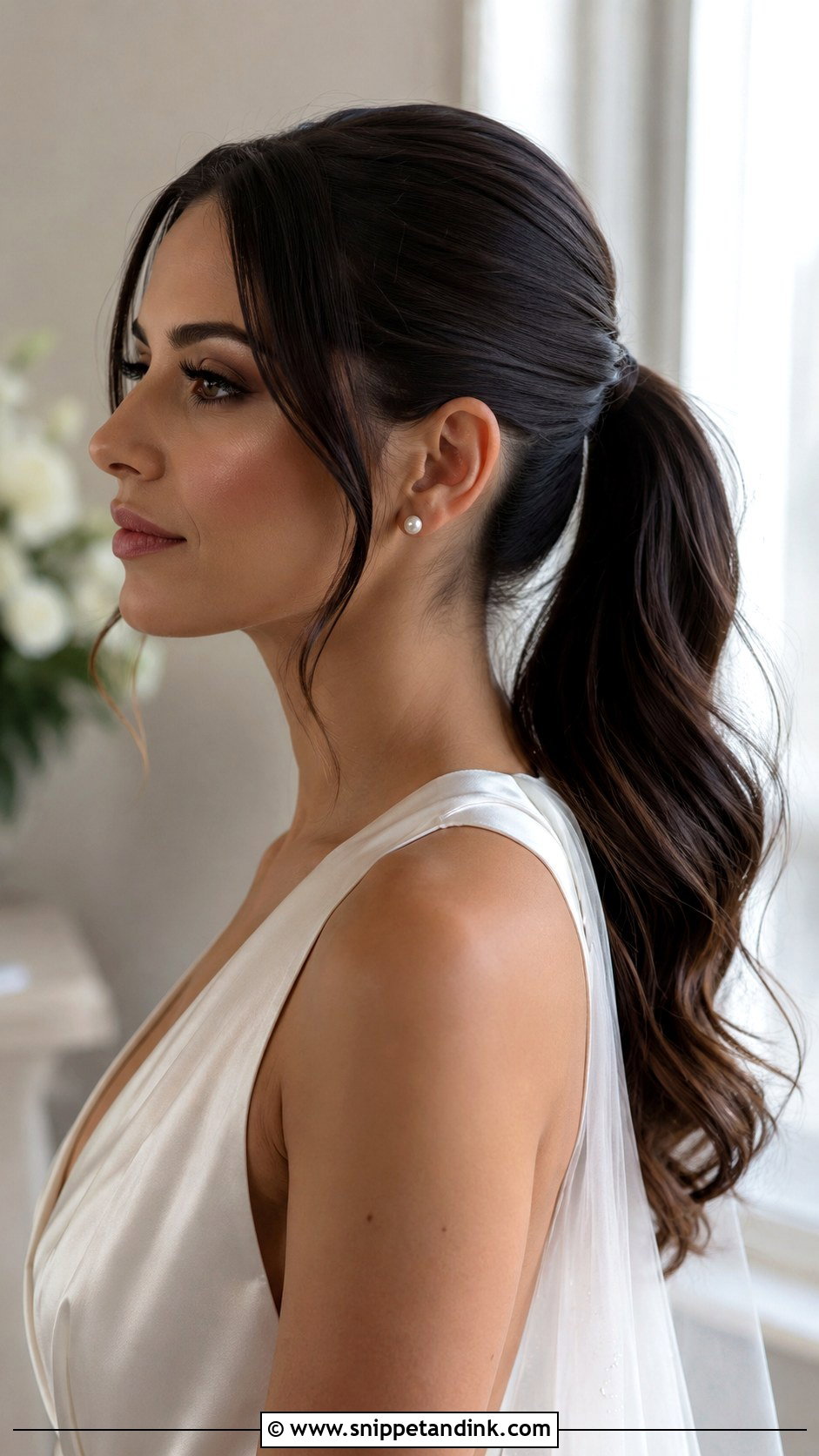 Natural Wedding Sleek Ponytail - Snippet and Ink - 15 Natural Wedding Hairstyle Ideas