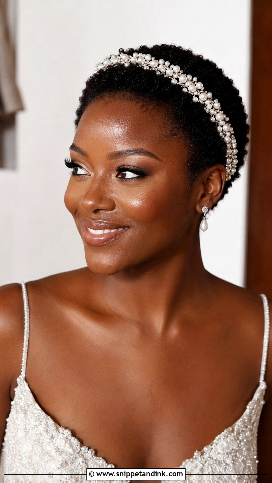 Natural Wedding TWA With Hair Accessories - Snippet and Ink - 15 Natural Wedding Hair Black Women Ideas