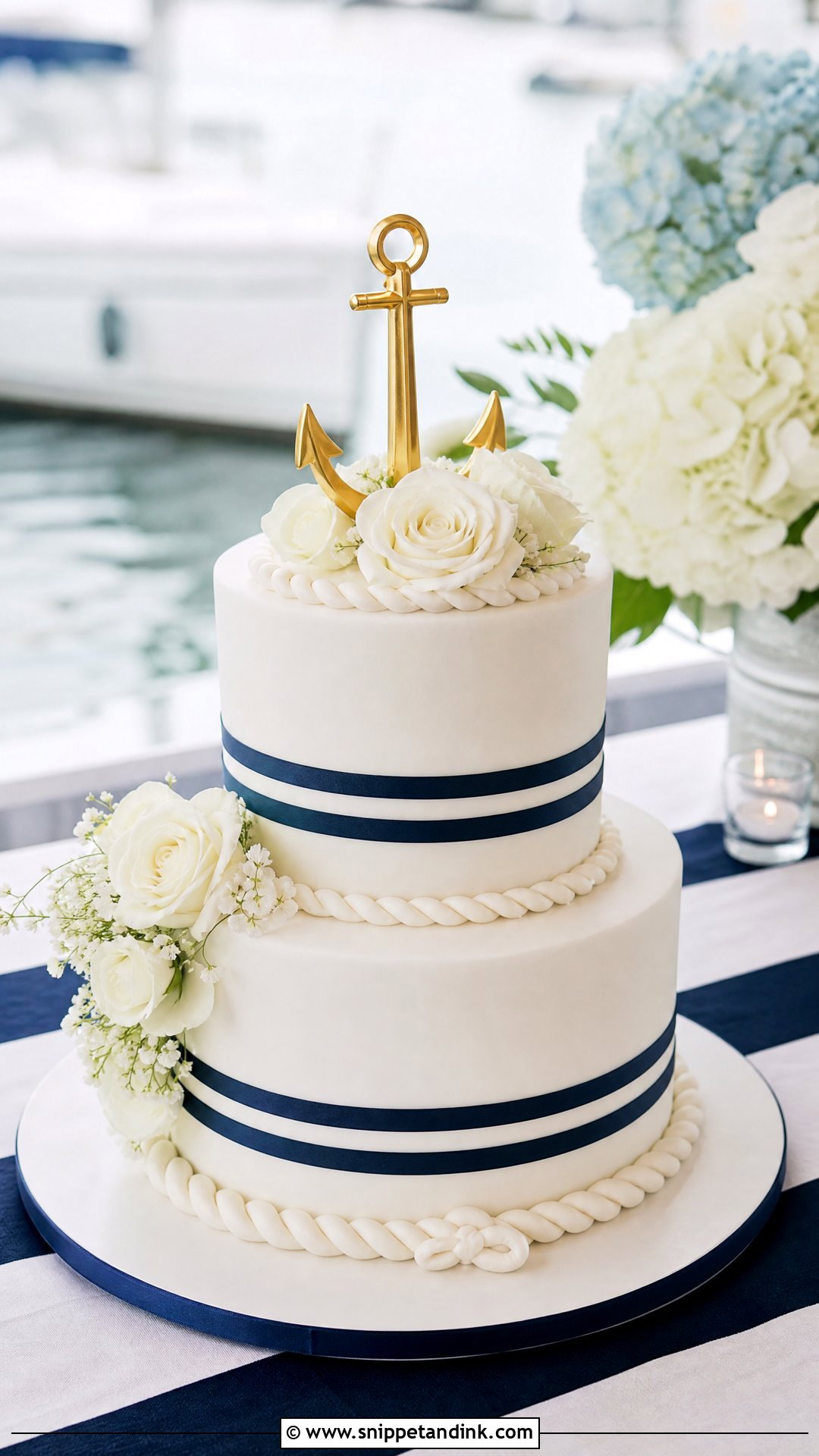 Nautical Beach Wedding Cake - Snippet and Ink - 30 Beach Cake Ideas for Wedding