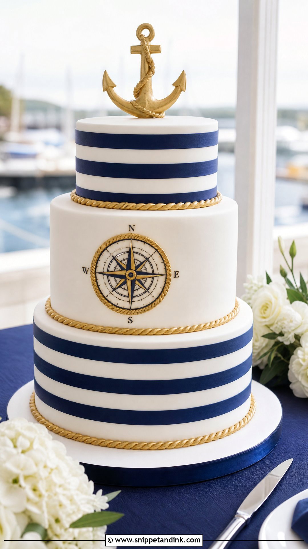 Nautical Wedding Cake - Snippet and Ink - 30 Beach Theme Cake Ideas for Wedding