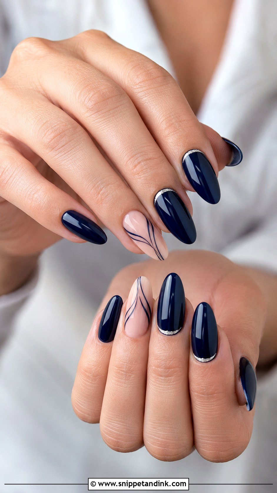 Navy Almond Wedding Nails - Snippet and Ink - 20 Navy Wedding Nails