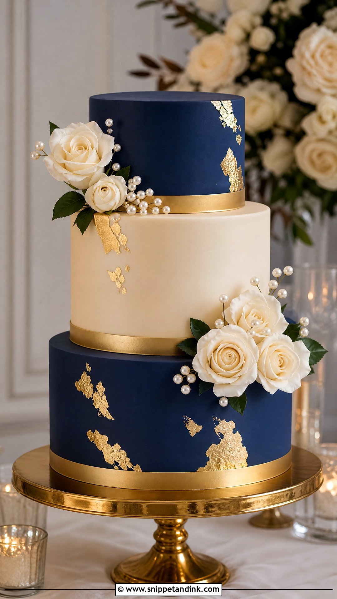 Navy And Gold Wedding Cake - Snippet and Ink - 25 Navy Cake Ideas for Wedding