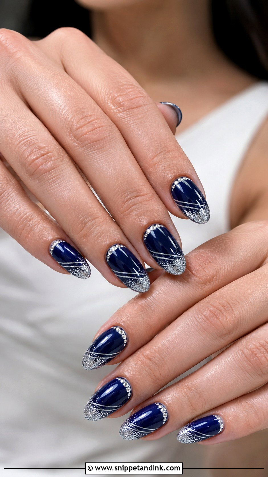 Navy And Silver Wedding Nails - Snippet and Ink - 20 Navy Wedding Nails