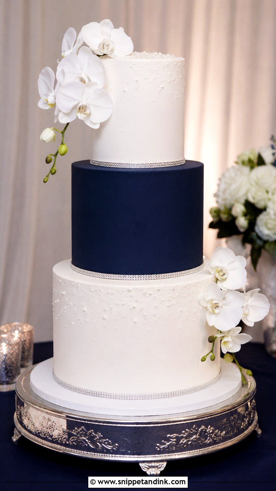 Navy And White Two Tone Wedding Cake - Snippet and Ink - 20 Two Tone Wedding Cake Ideas