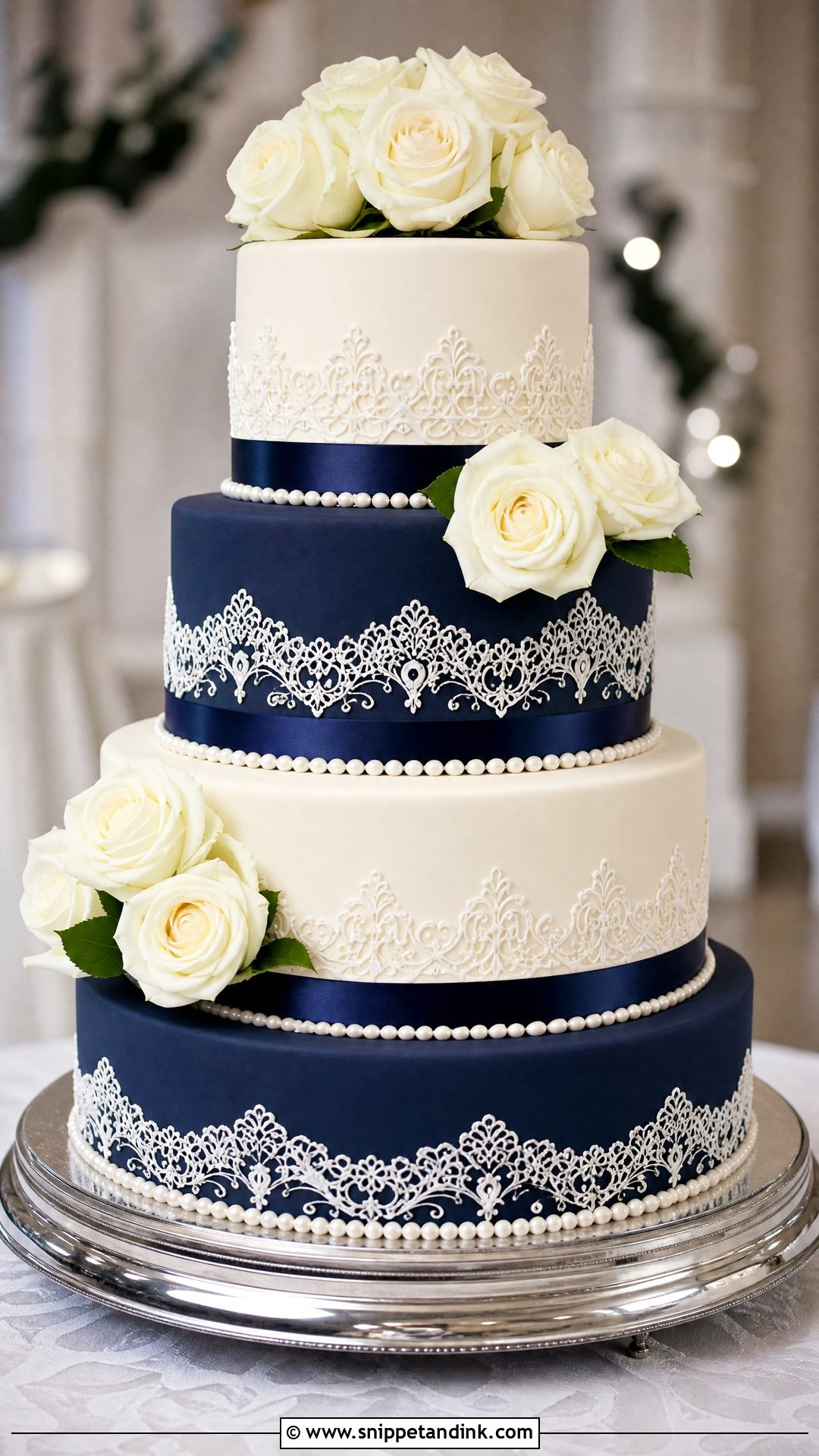 Navy And White Wedding Cake - Snippet and Ink - 25 Navy Cake Ideas for Wedding