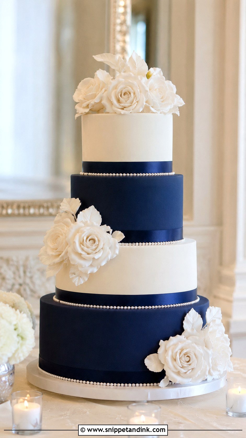 Navy And White Wedding Cake - Snippet and Ink - 20 Navy Theme Cake Ideas for Wedding