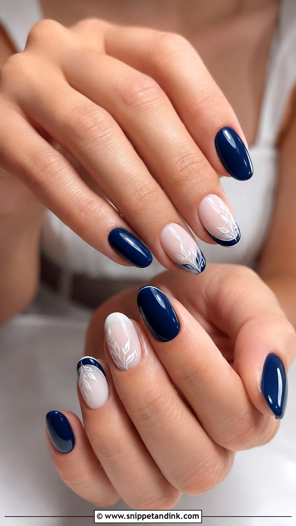Navy And White Wedding Nails - Snippet and Ink - 20 Navy Wedding Nails