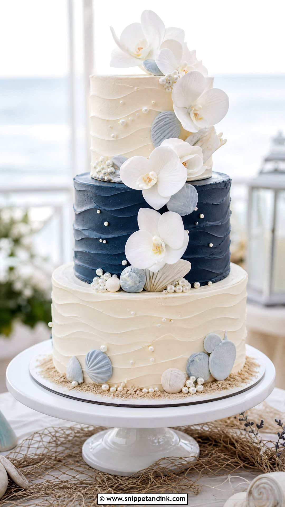 Navy Beach Wedding Cake - Snippet and Ink - 25 Navy Cake Ideas for Wedding
