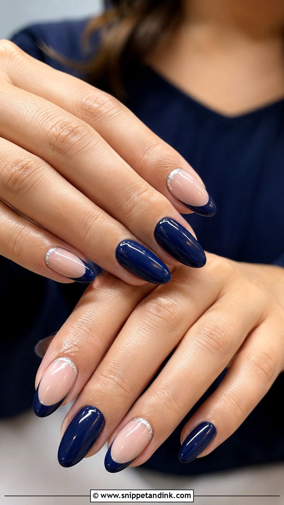 Navy Blue Almond Wedding Nails - Snippet and Ink - 20 Navy Blue Wedding Nails
