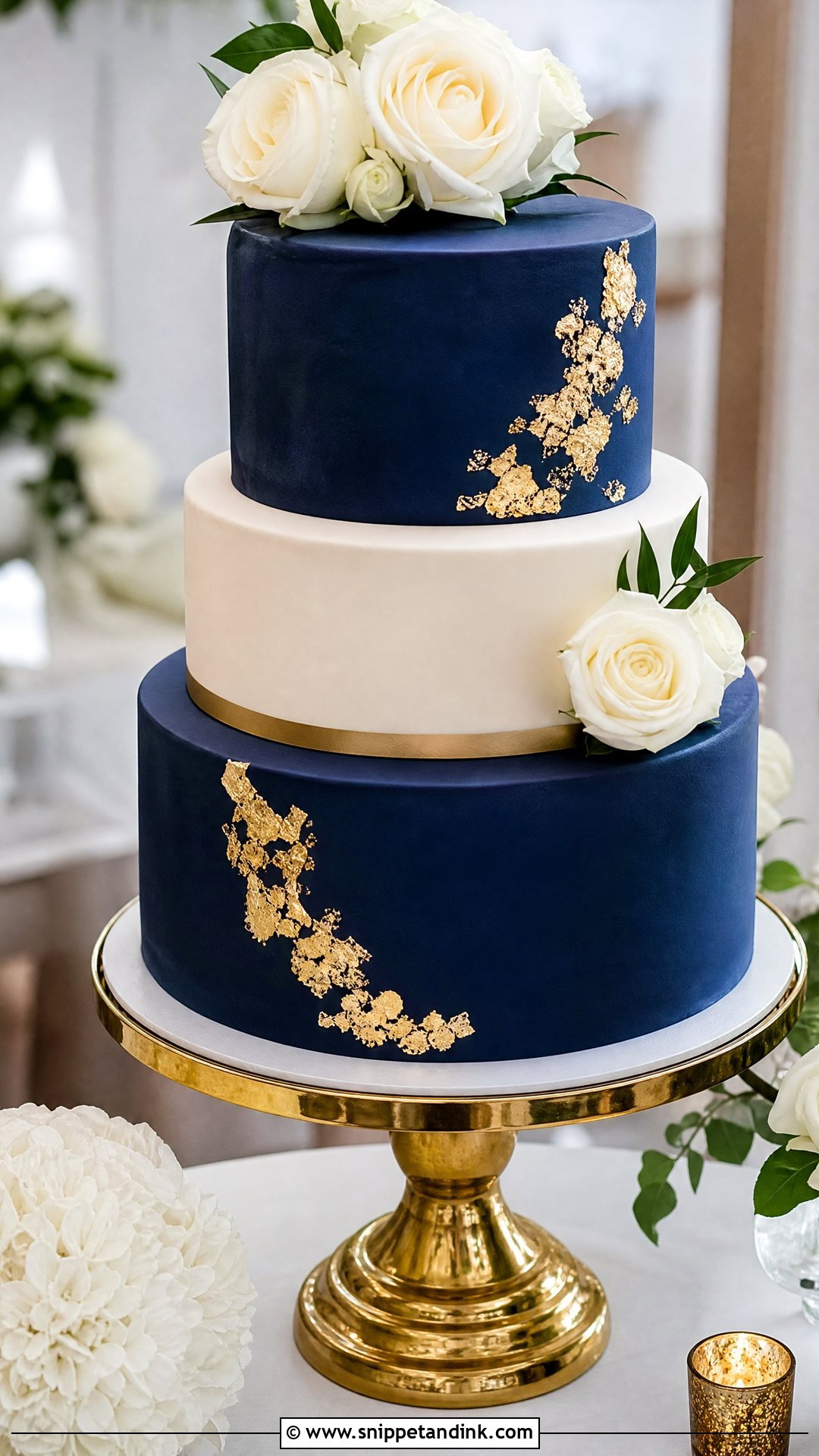 Navy Blue And Gold Wedding Cake - Snippet and Ink - 25 Navy Blue and Gold Cake Ideas for Wedding