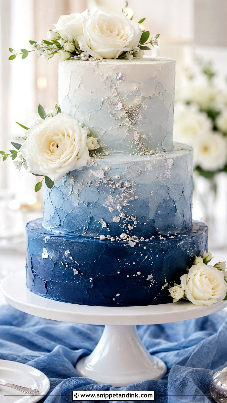 Navy Blue And Silver Ombre Wedding Cake - Snippet and Ink - 20 Navy Blue and Silver Cake Ideas for Wedding