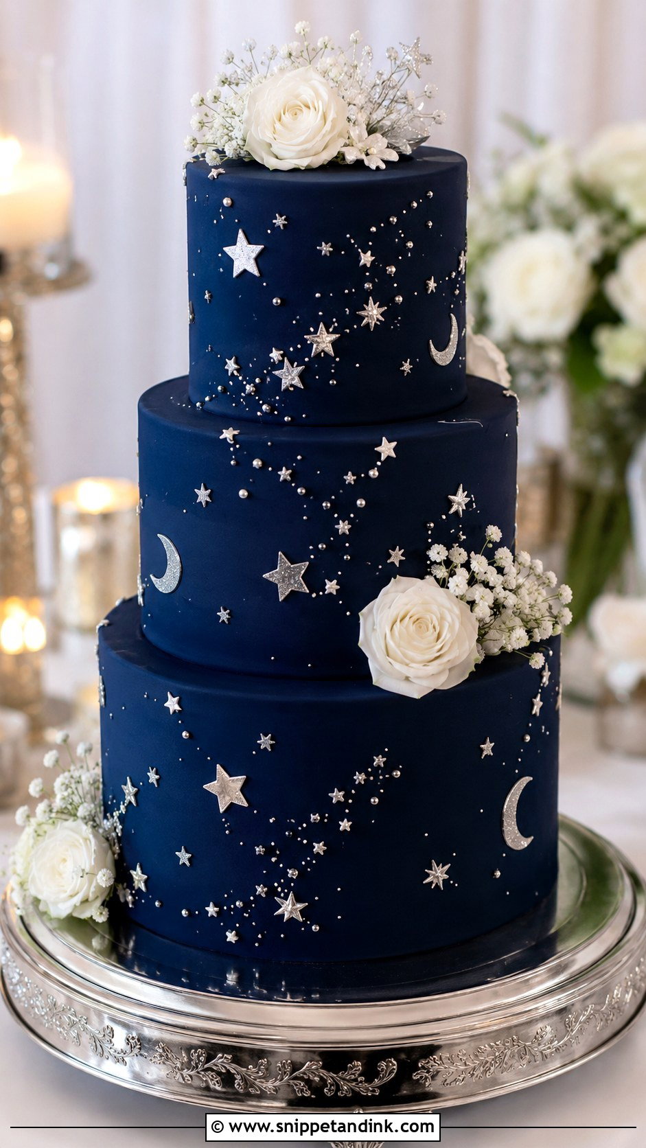 Navy Blue And Silver Star Wedding Cake - Snippet and Ink - 20 Navy Blue and Silver Cake Ideas for Wedding