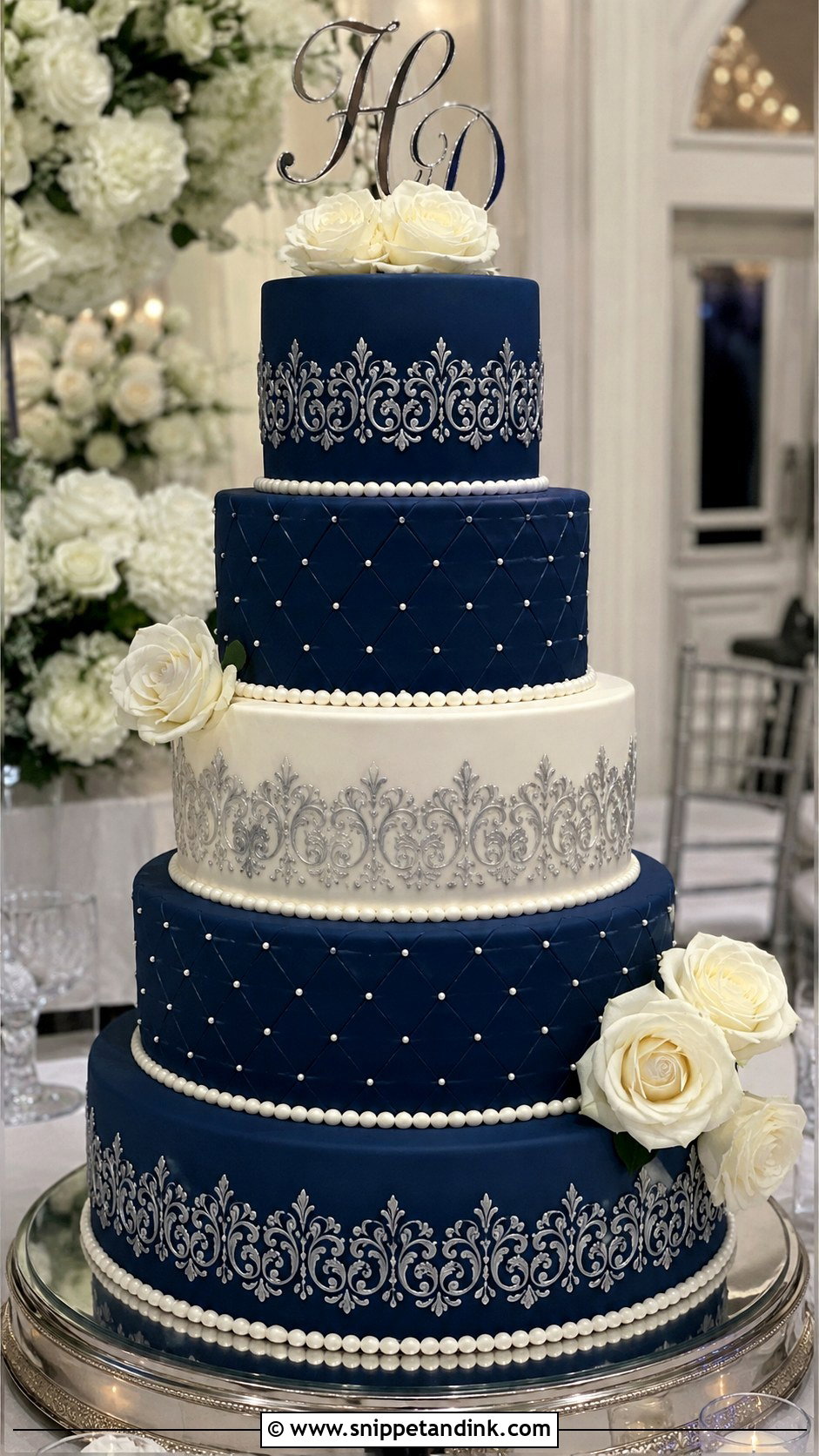 Navy Blue And Silver Wedding Cake - Snippet and Ink - 20 Silver and Blue Cake Ideas for Wedding
