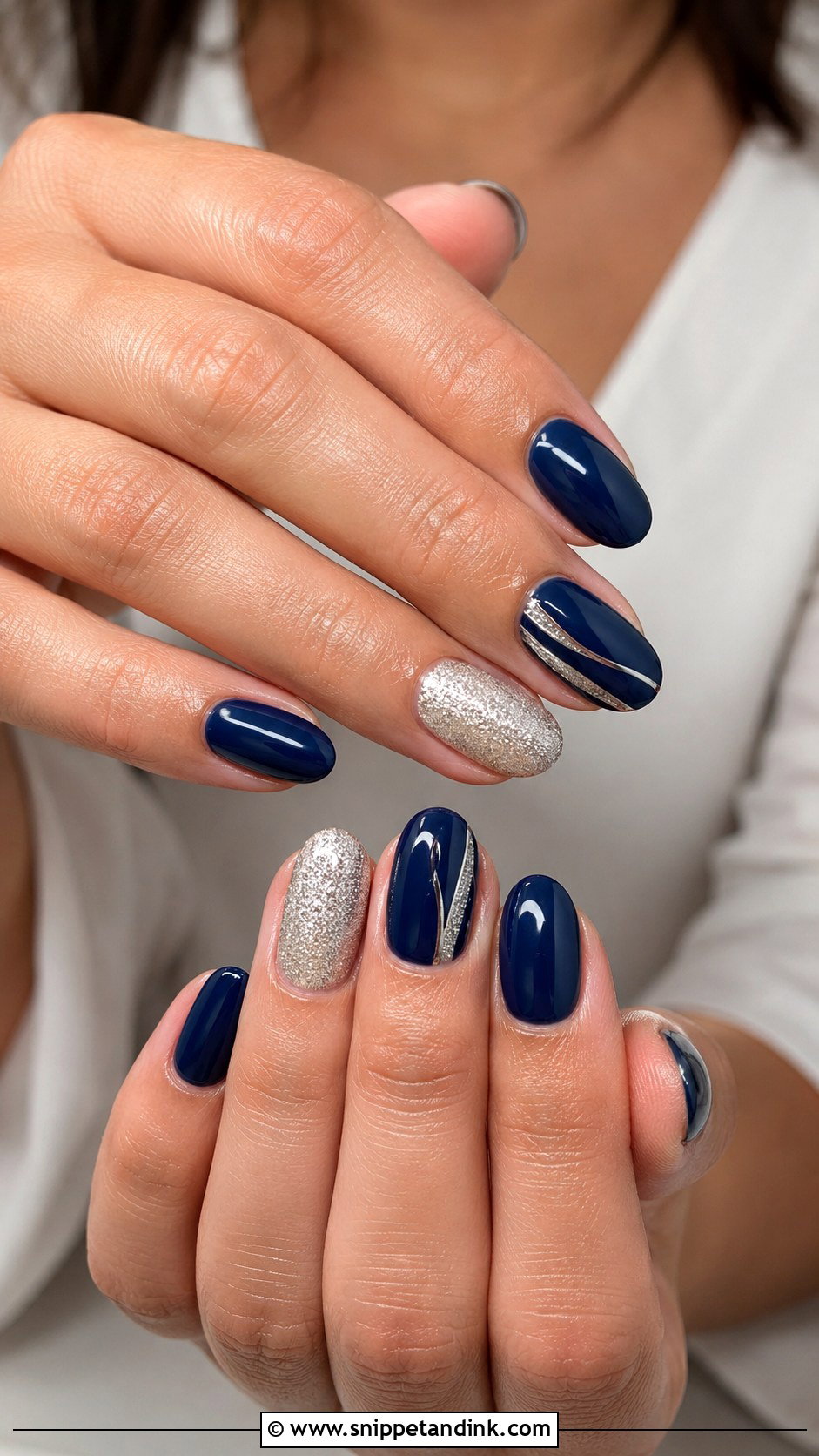 Navy Blue And Silver Wedding Nails - Snippet and Ink - 20 Navy Blue Wedding Nails