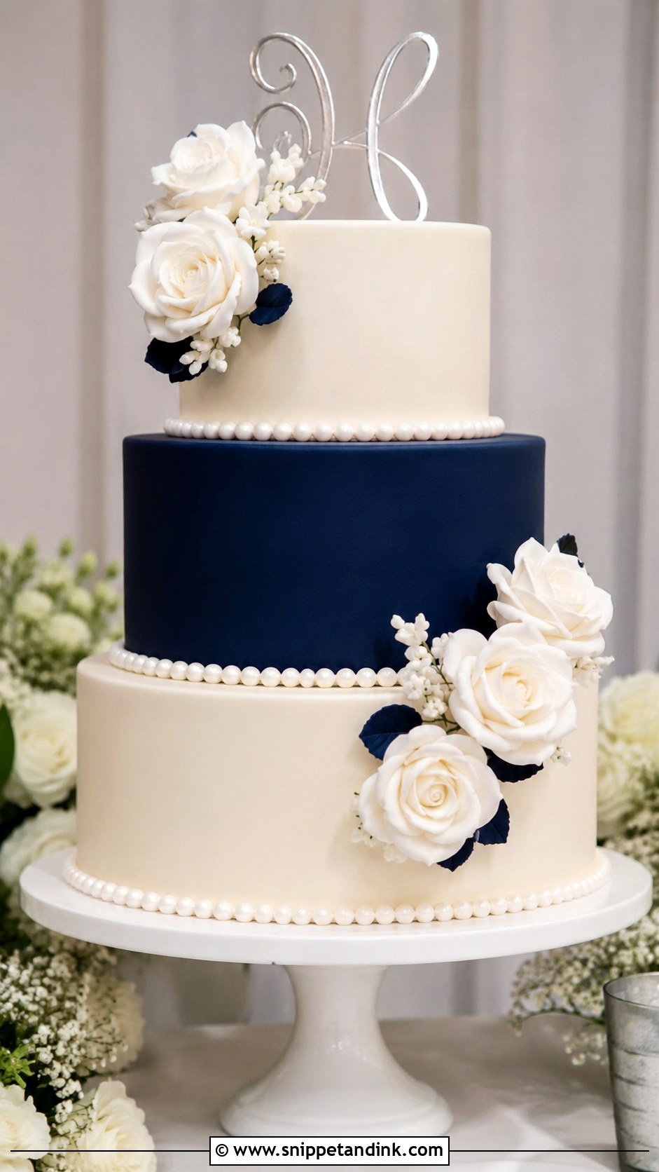 Navy Blue And White Wedding Cake - Snippet and Ink - 20 Dark Blue and White Cake Ideas for Wedding