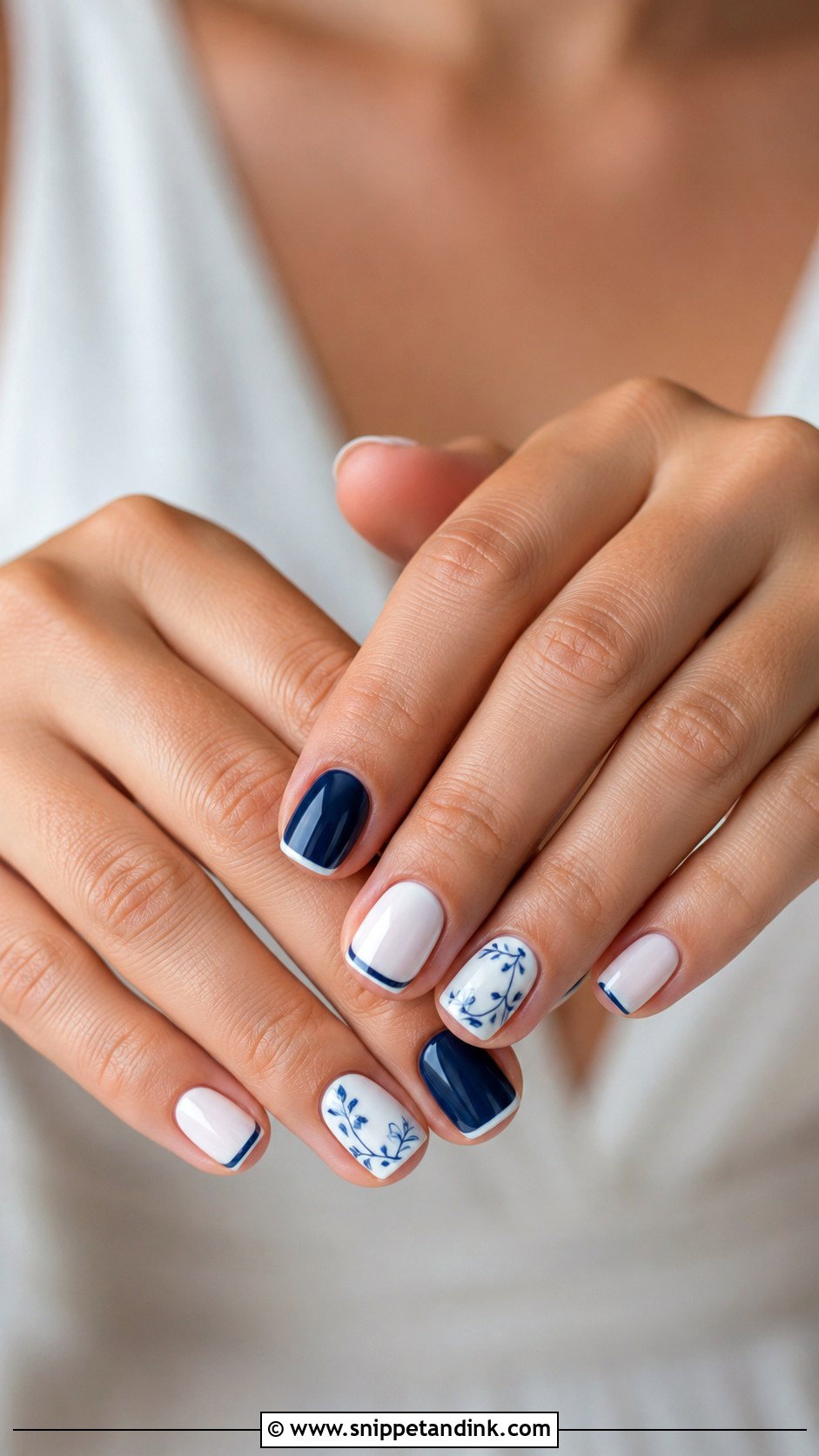 Navy Blue And White Wedding Nails - Snippet and Ink - 20 Blue and White Wedding Nails
