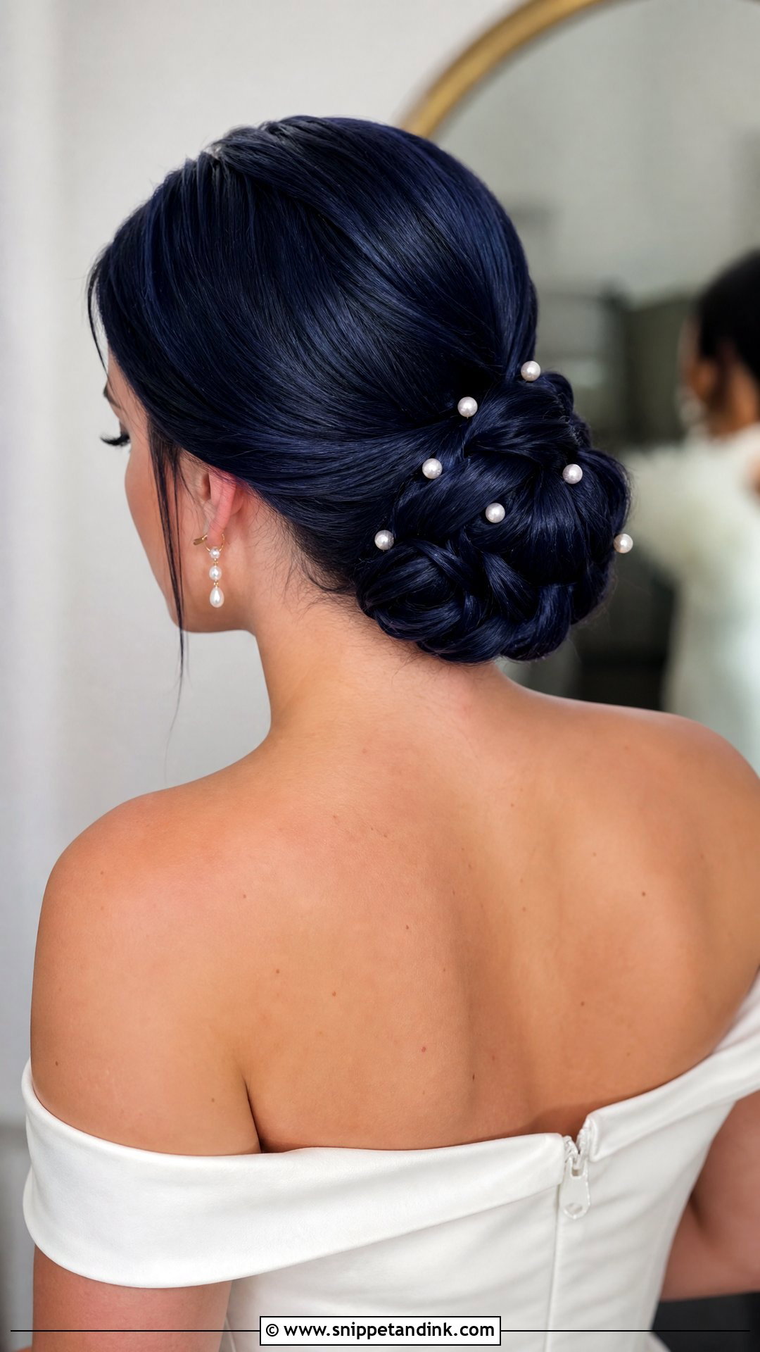 Navy Blue Bridal Bun - Snippet and Ink - 15 Blue Hair Bride Ideas