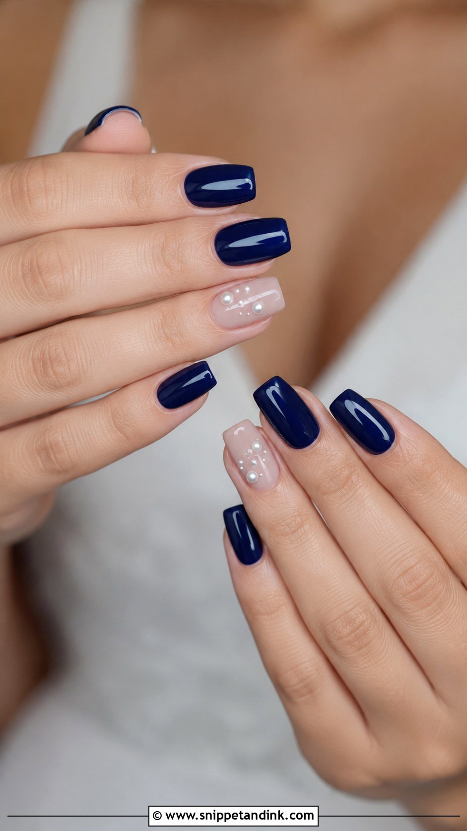 Navy Blue Bridal Nails - Snippet and Ink - 20 Dark Bridal Nails