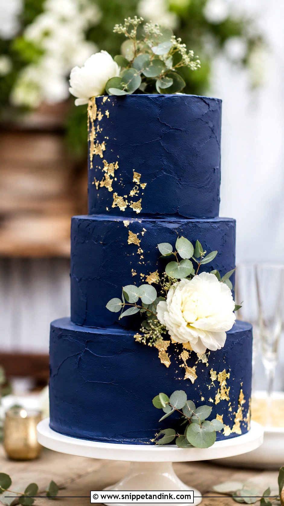 Navy Blue Buttercream Wedding Cake - Snippet and Ink - 20 Navy Theme Cake Ideas for Wedding