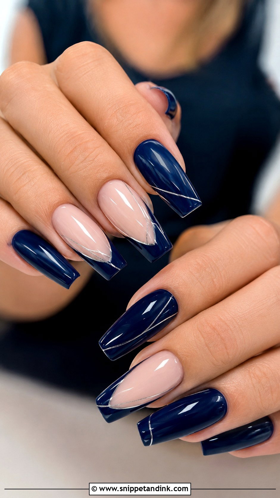 Navy Blue Coffin Wedding Nails - Snippet and Ink - 20 Navy Blue Wedding Nails