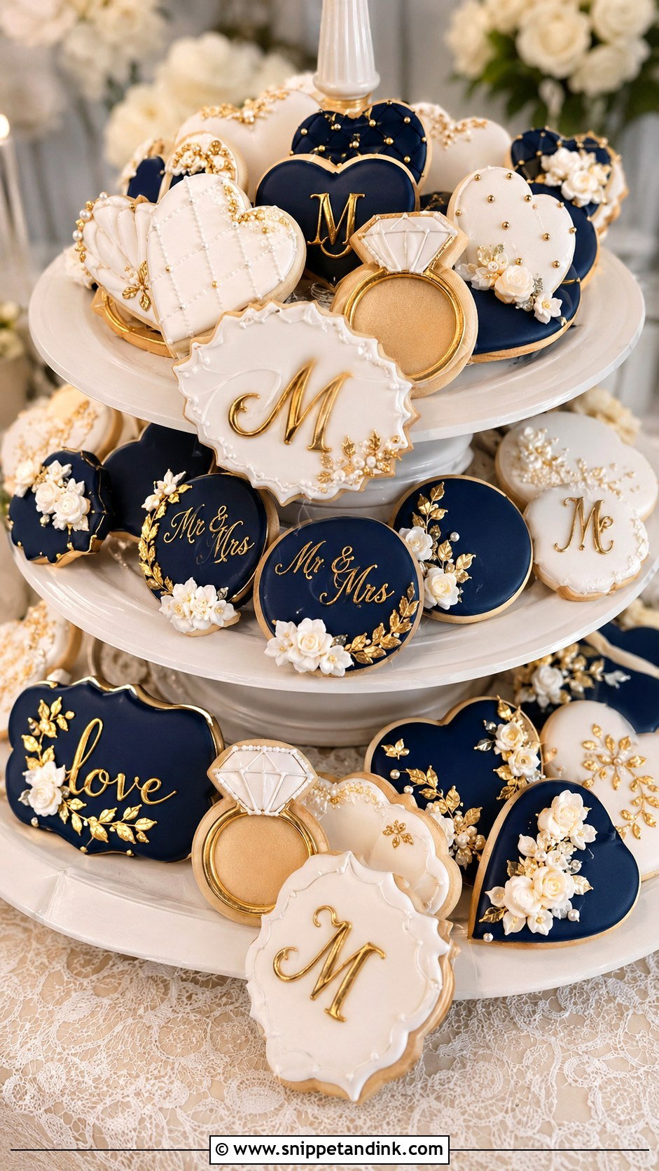 Navy Blue Dessert Table Cookies - Snippet and Ink - 20 Navy Blue Wedding Cookies