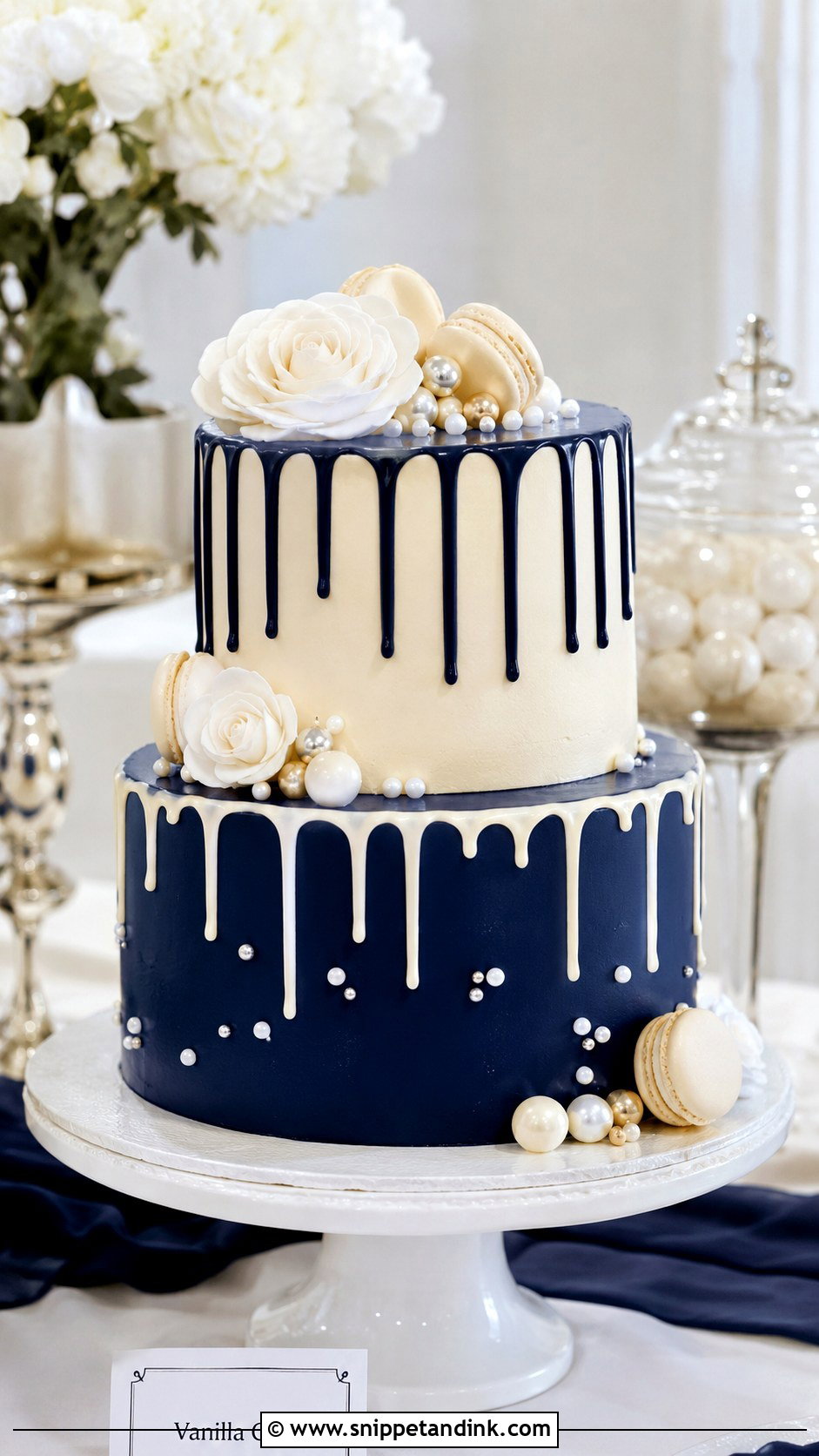 Navy Blue Drip Wedding Cake - Snippet and Ink - 20 Navy Theme Cake Ideas for Wedding