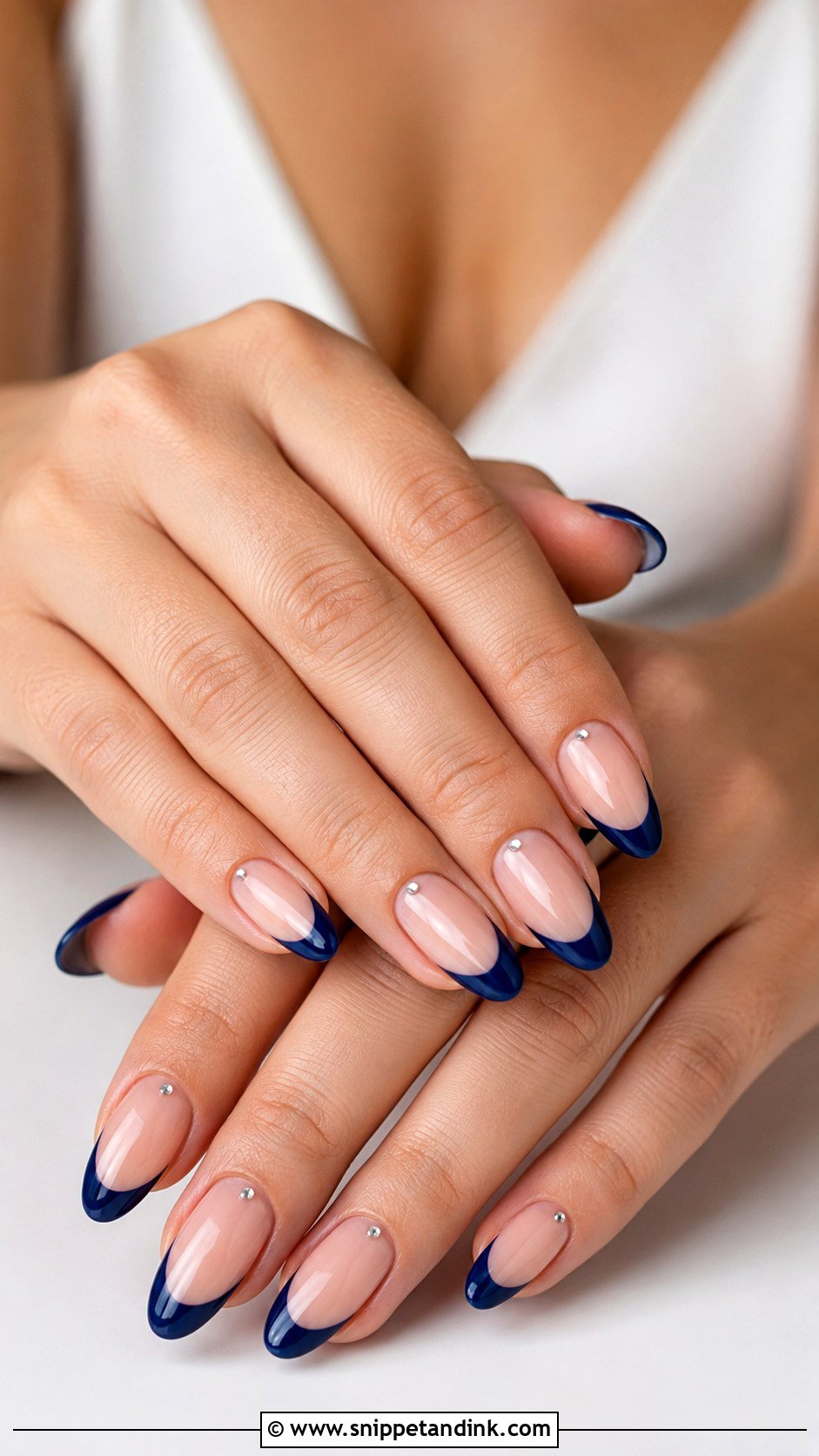 Navy Blue French Tip Wedding Nails - Snippet and Ink - 20 Navy Blue Wedding Nails