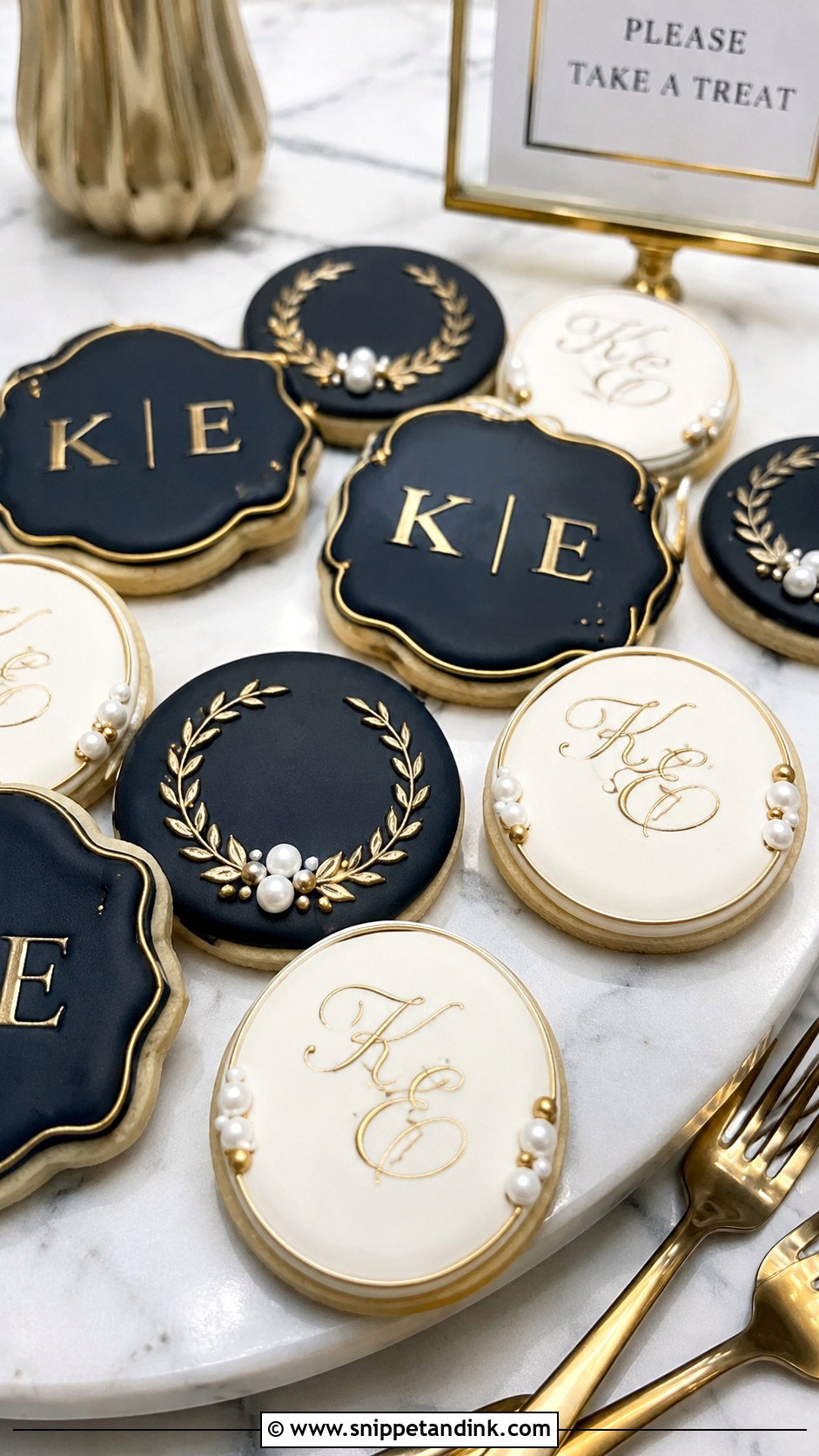 Navy Blue Gold Wedding Cookies - Snippet and Ink - 20 Navy Blue Wedding Cookies