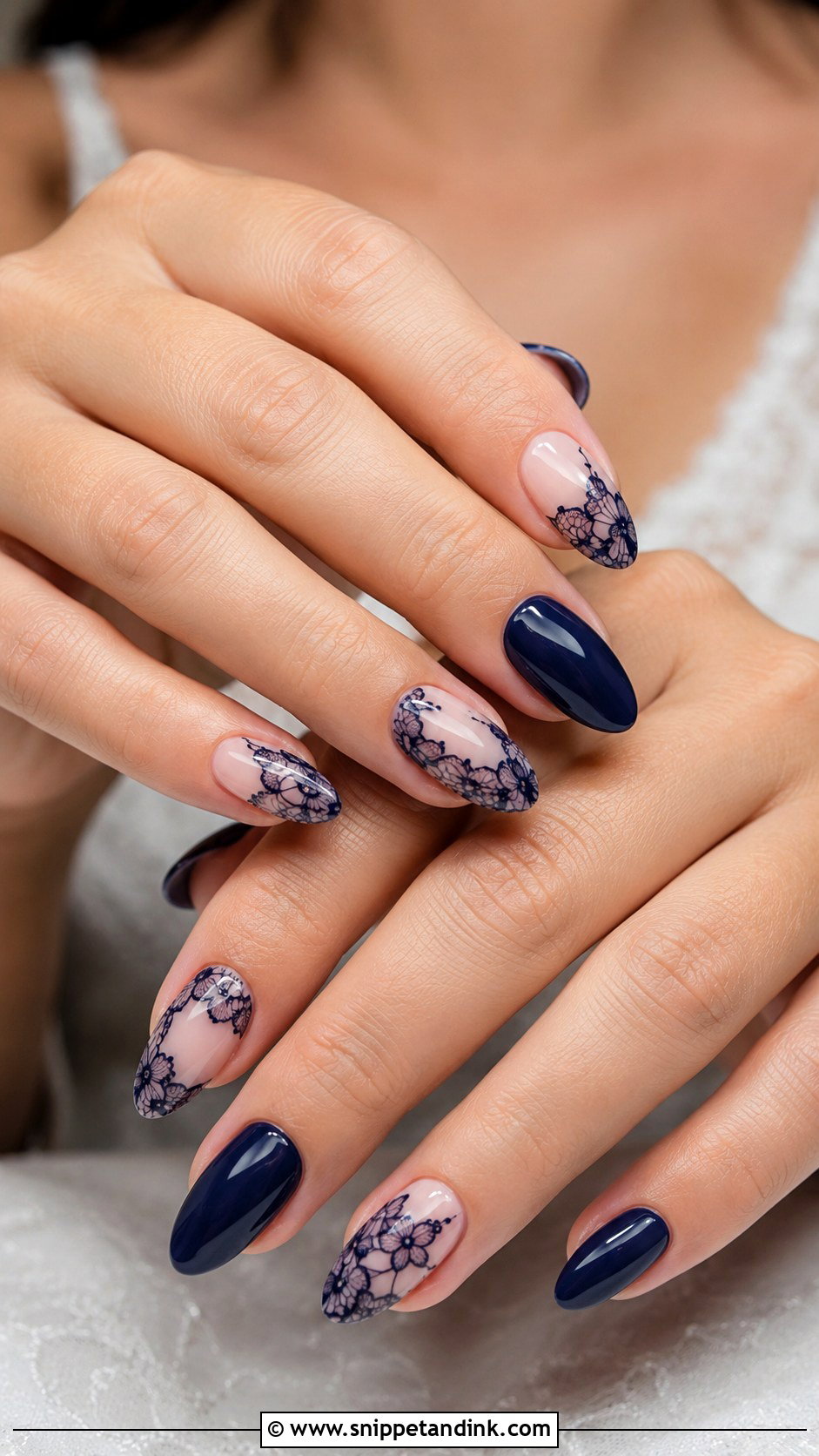 Navy Blue Lace Wedding Nails - Snippet and Ink - 20 Navy Blue Wedding Nails