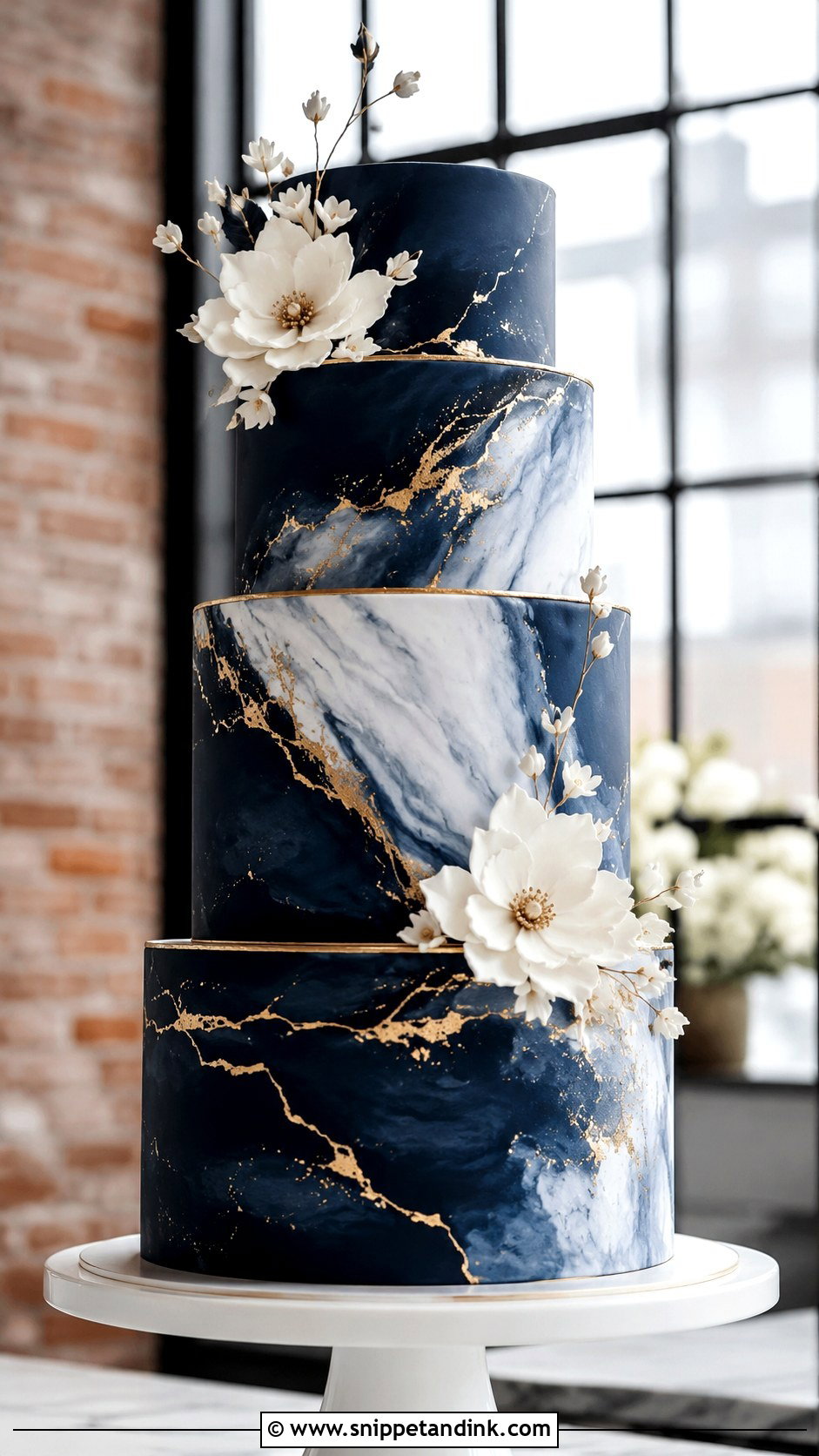 Navy Blue Marble Wedding Cake - Snippet and Ink - 20 Navy Theme Cake Ideas for Wedding
