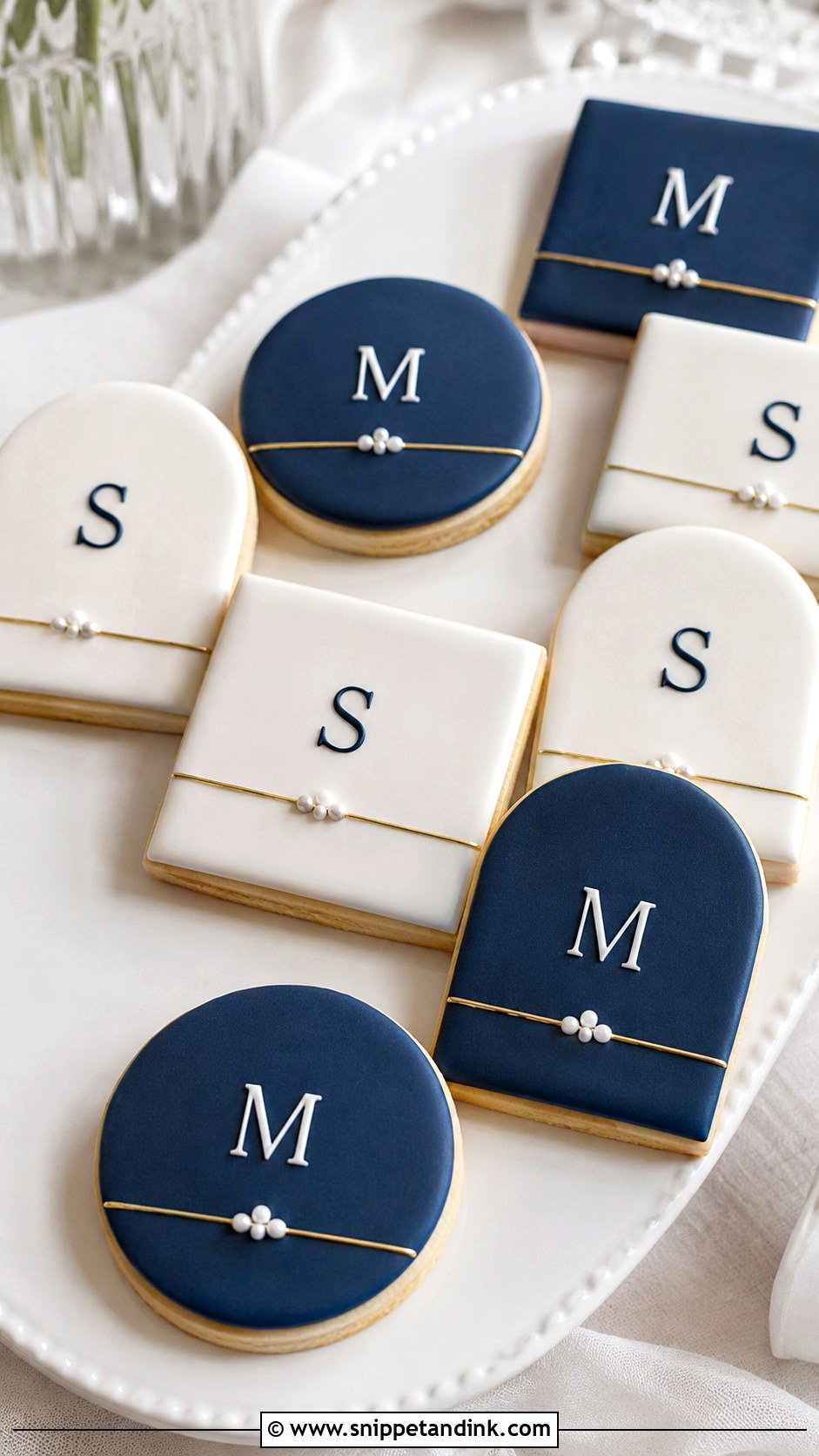 Navy Blue Minimalist Wedding Cookies - Snippet and Ink - 20 Navy Blue Wedding Cookies