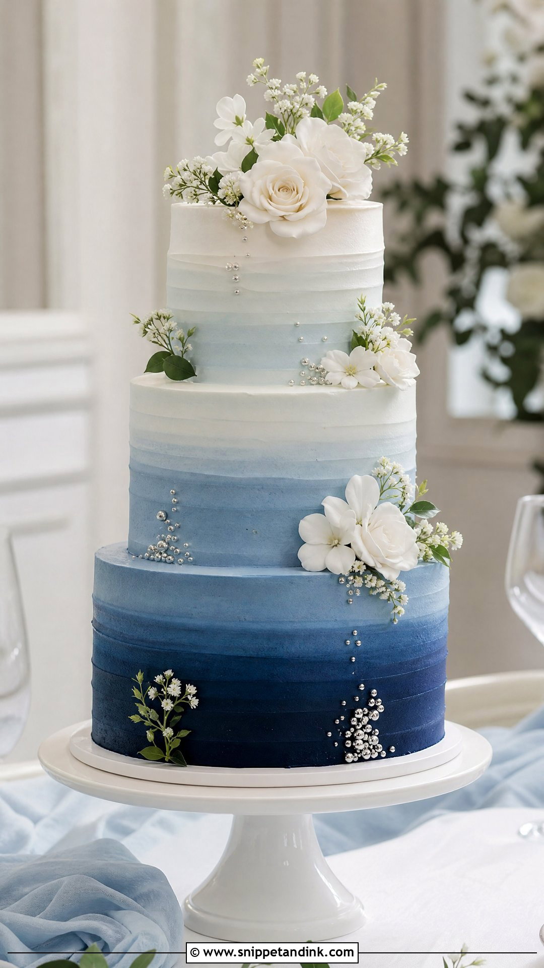 Navy Blue Ombre Wedding Cake - Snippet and Ink - 25 Navy Cake Ideas for Wedding