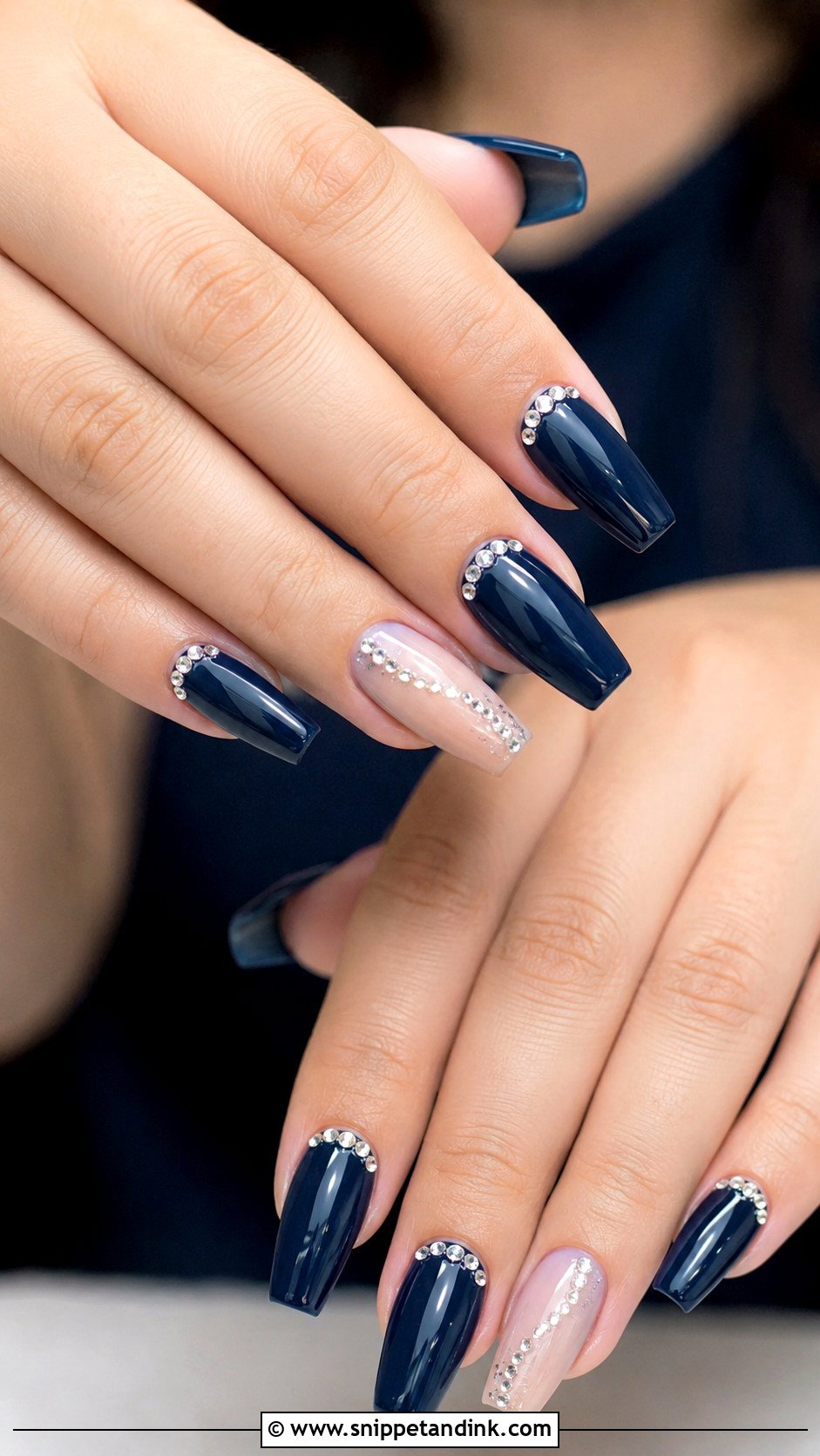 Navy Blue Rhinestone Wedding Nails - Snippet and Ink - 20 Navy Blue Wedding Nails