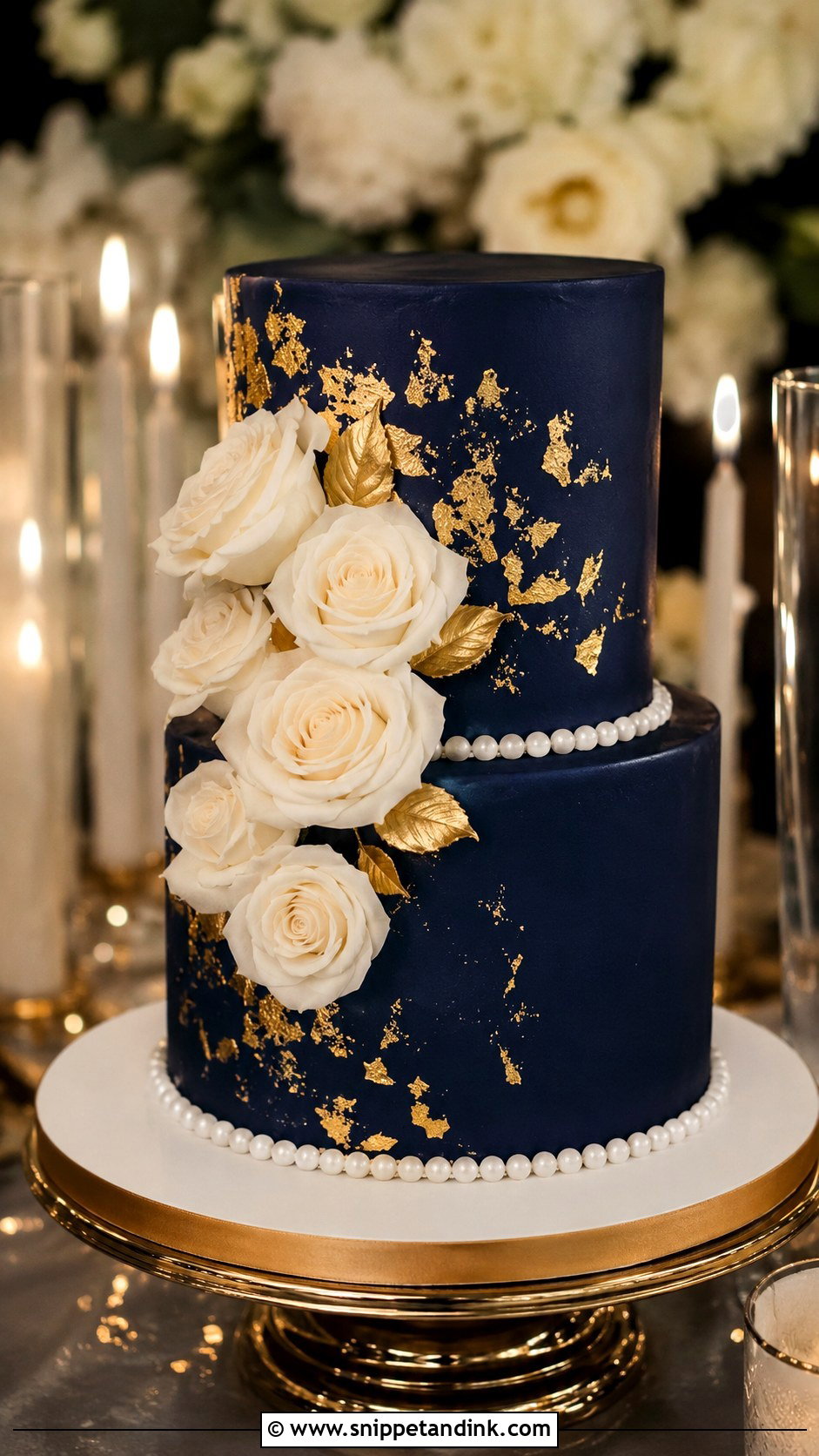 Navy Blue Two Tier Wedding Cake - Snippet and Ink - 20 Blue Two Tier Cake Ideas for Wedding
