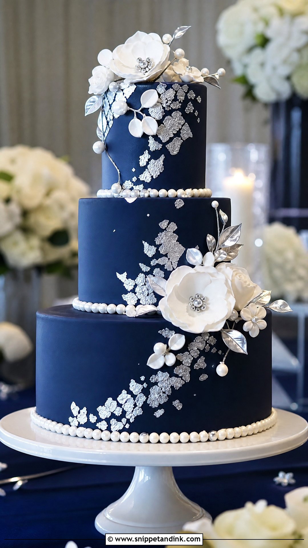 Navy Blue Wedding Cake - Snippet and Ink - 20 Winter Wedding Cake Ideas