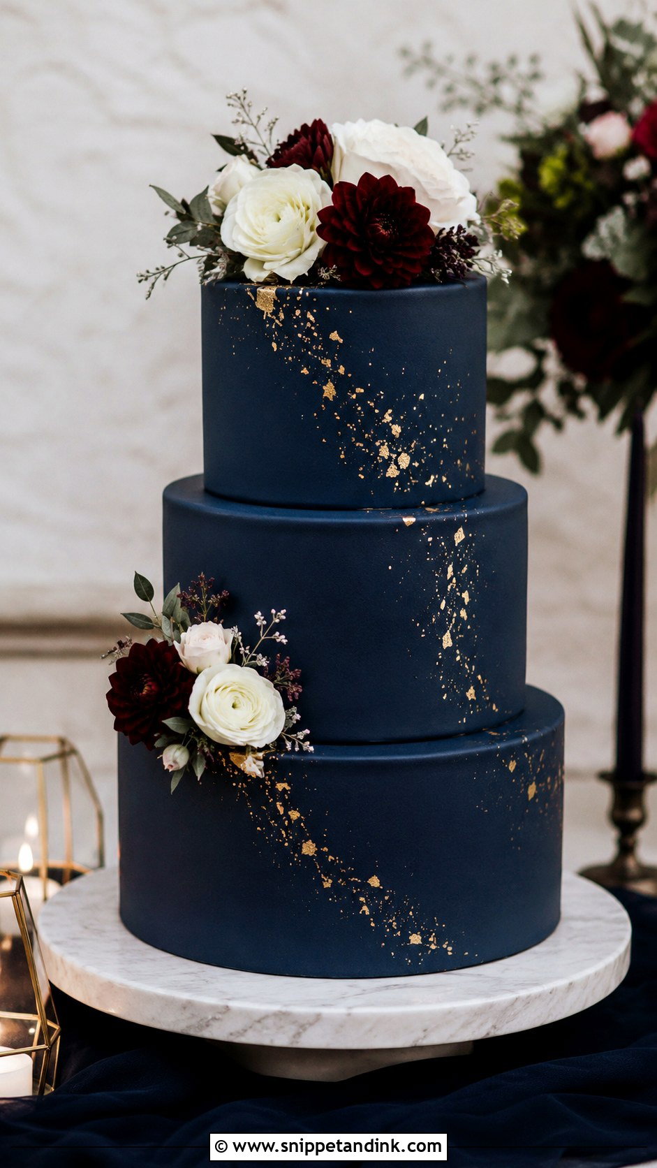 Navy Blue Wedding Cake - Snippet and Ink - 20 Moody Jewel Tone Wedding Cake Ideas