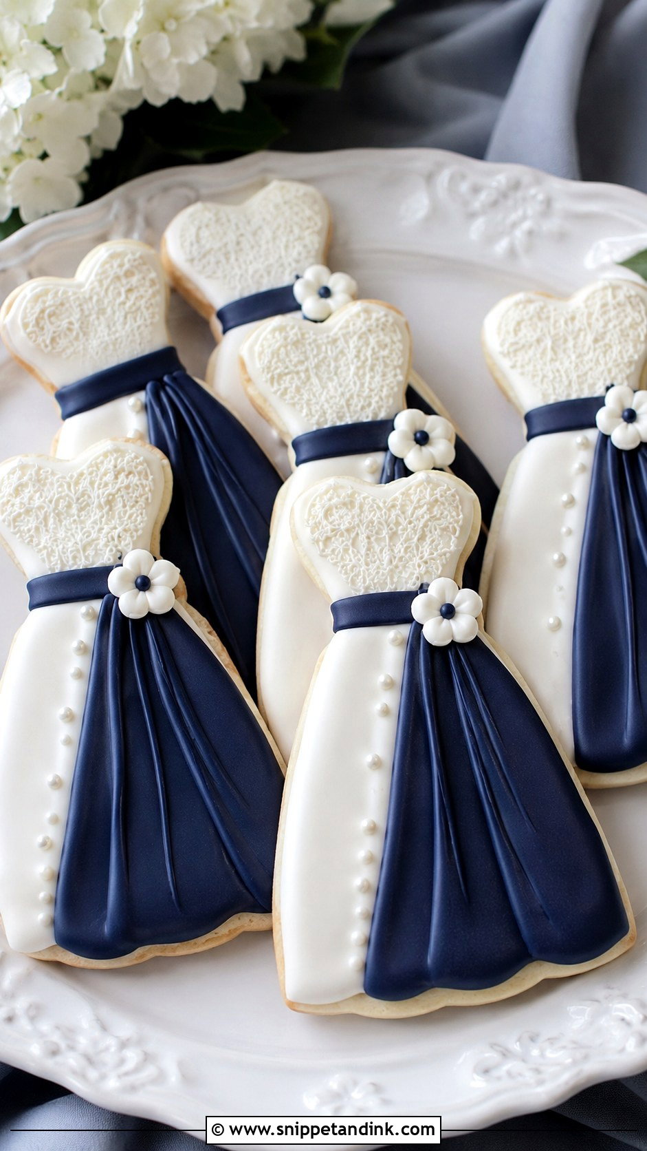 Navy Blue Wedding Dress Cookies - Snippet and Ink - 20 Navy Blue Wedding Cookies