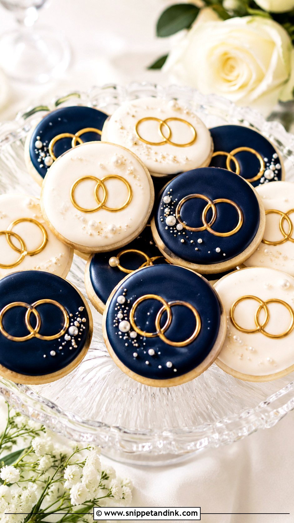 Navy Blue Wedding Ring Cookies - Snippet and Ink - 20 Navy Blue Wedding Cookies