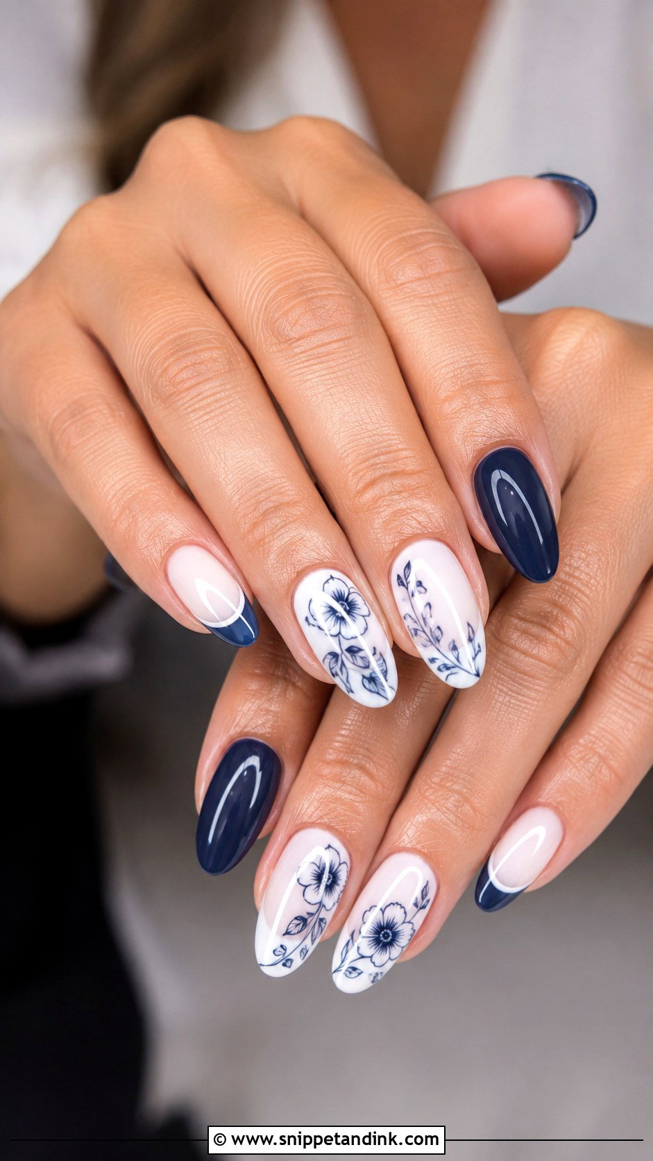 Navy Blue White Wedding Nails - Snippet and Ink - 20 Navy Blue Wedding Nails