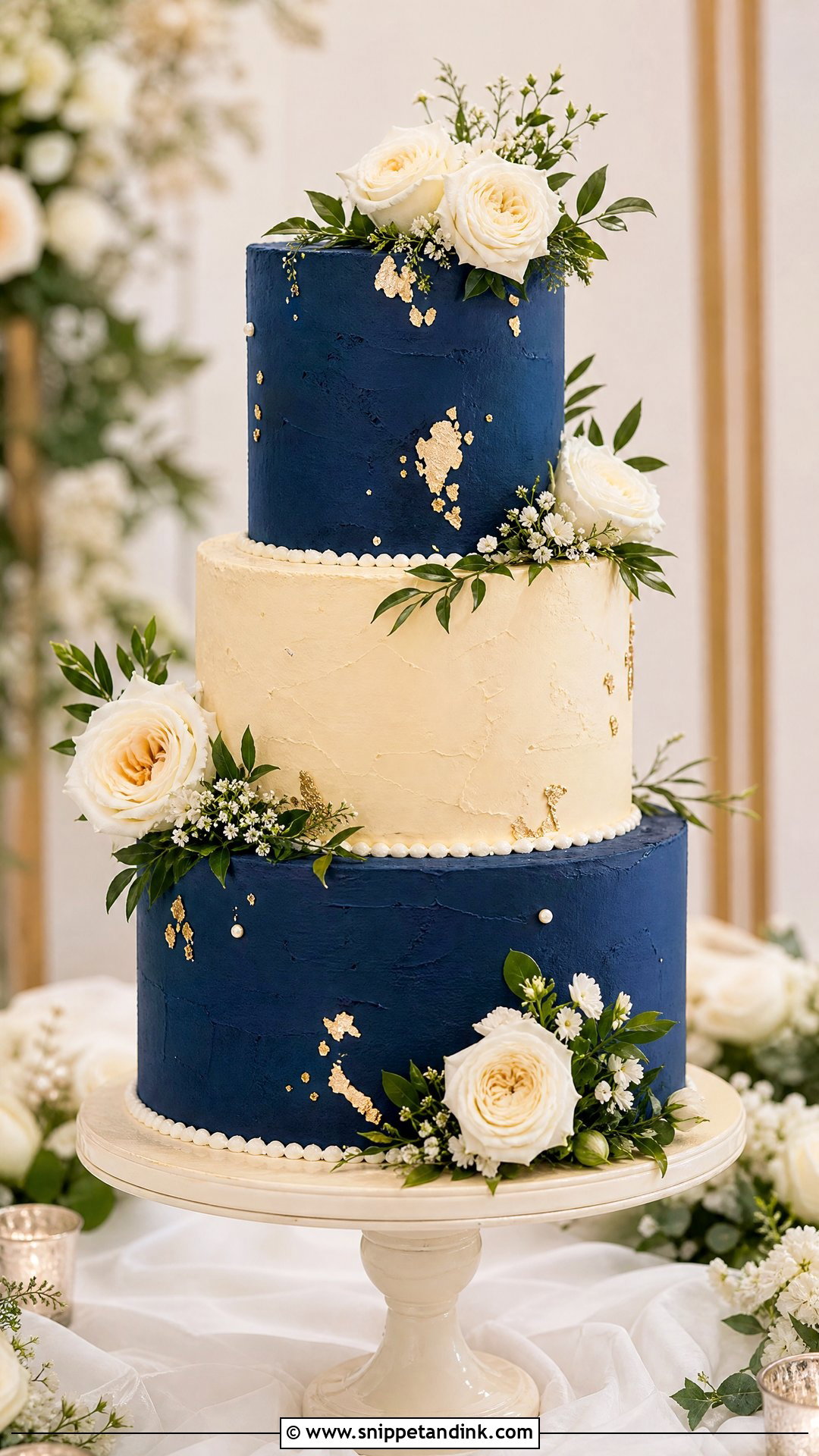Navy Buttercream Wedding Cake - Snippet and Ink - 25 Navy Cake Ideas for Wedding