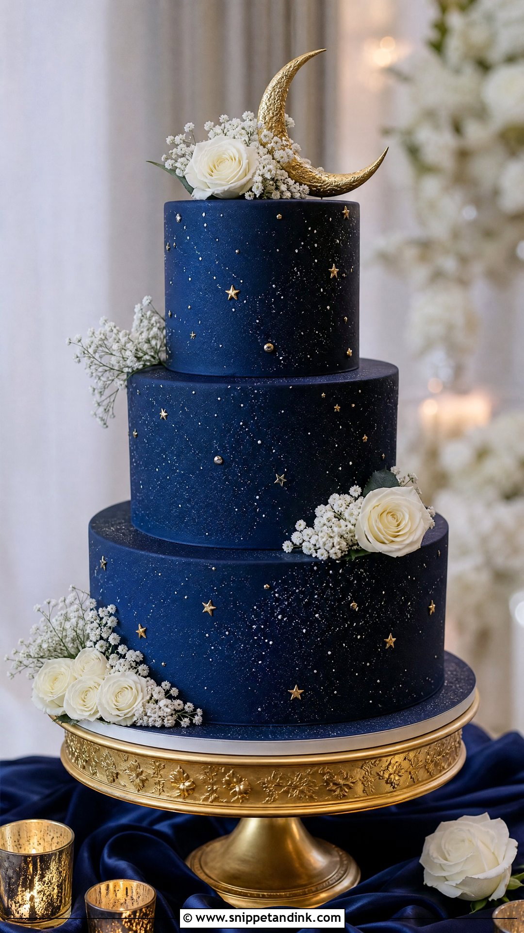 Navy Celestial Wedding Cake - Snippet and Ink - 25 Navy Cake Ideas for Wedding