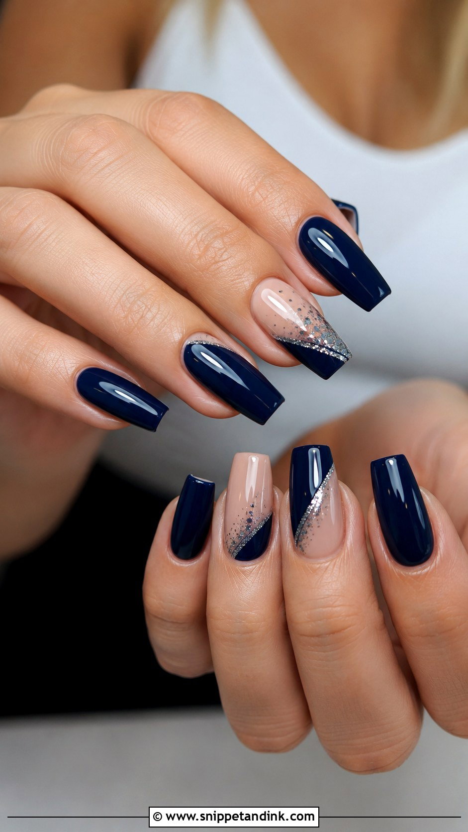 Navy Coffin Wedding Nails - Snippet and Ink - 20 Navy Wedding Nails