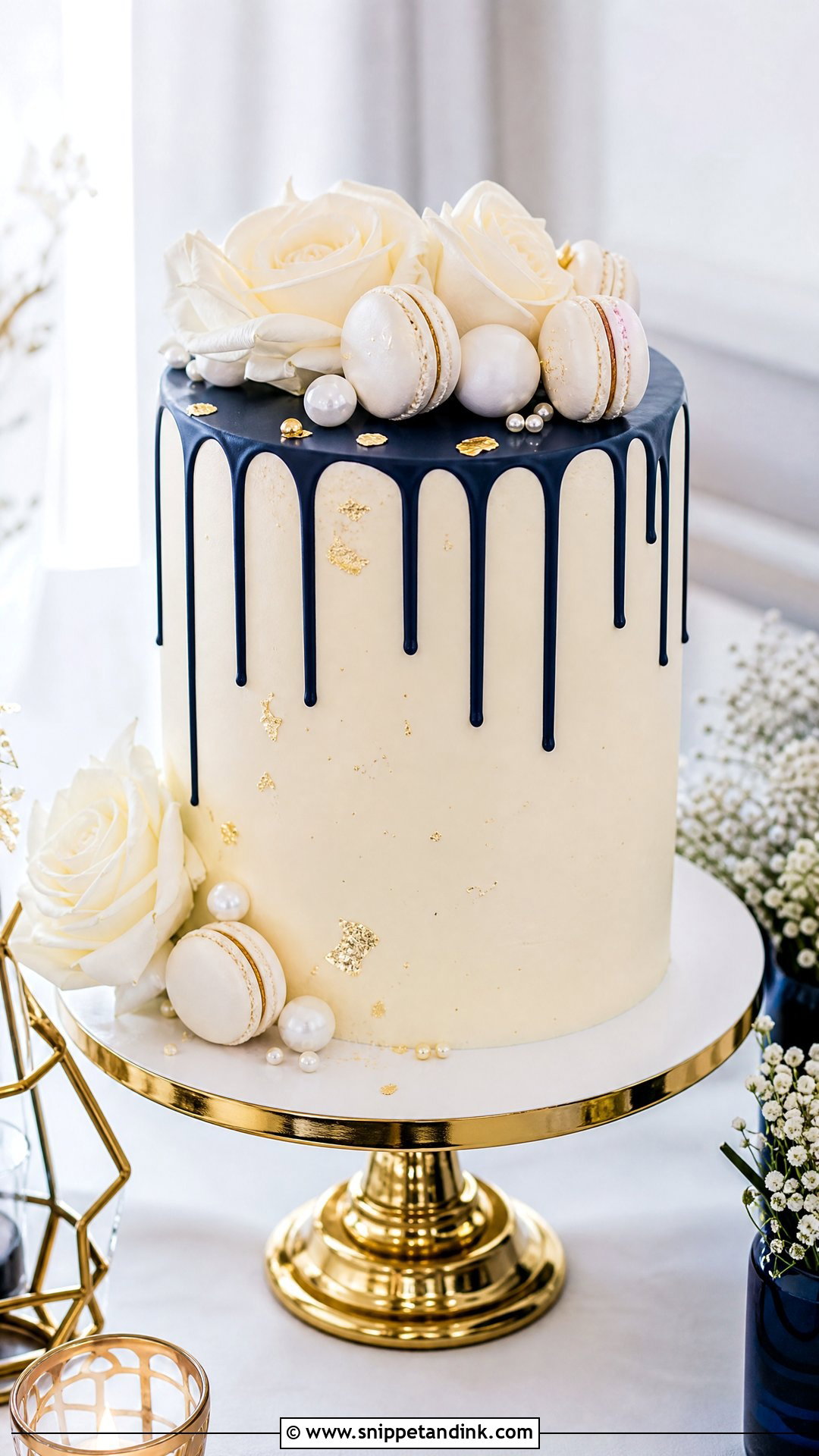 Navy Drip Wedding Cake - Snippet and Ink - 25 Navy Cake Ideas for Wedding