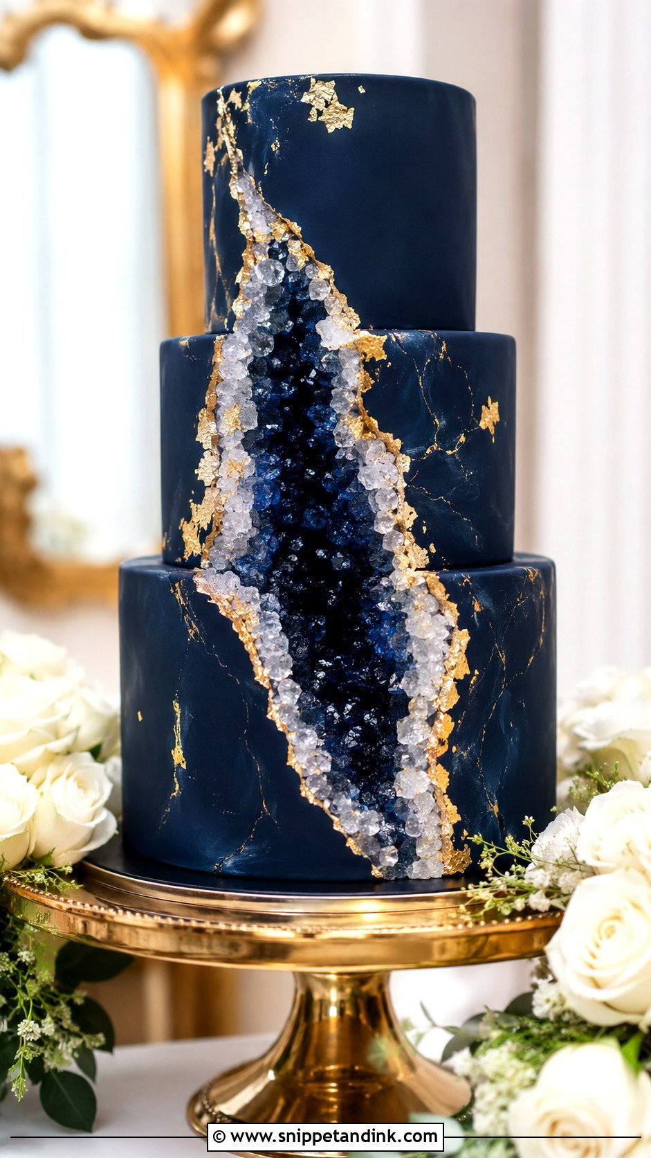 Navy Geode Wedding Cake - Snippet and Ink - 30 Geode Wedding Cakes