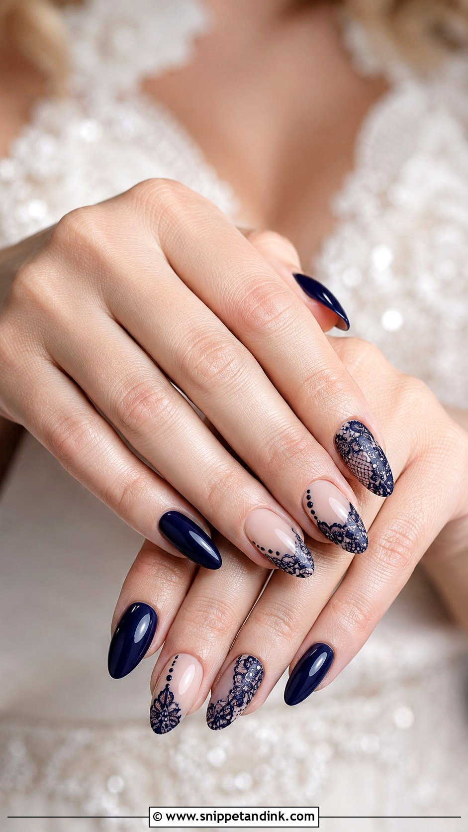 Navy Lace Wedding Nails - Snippet and Ink - 20 Navy Wedding Nails