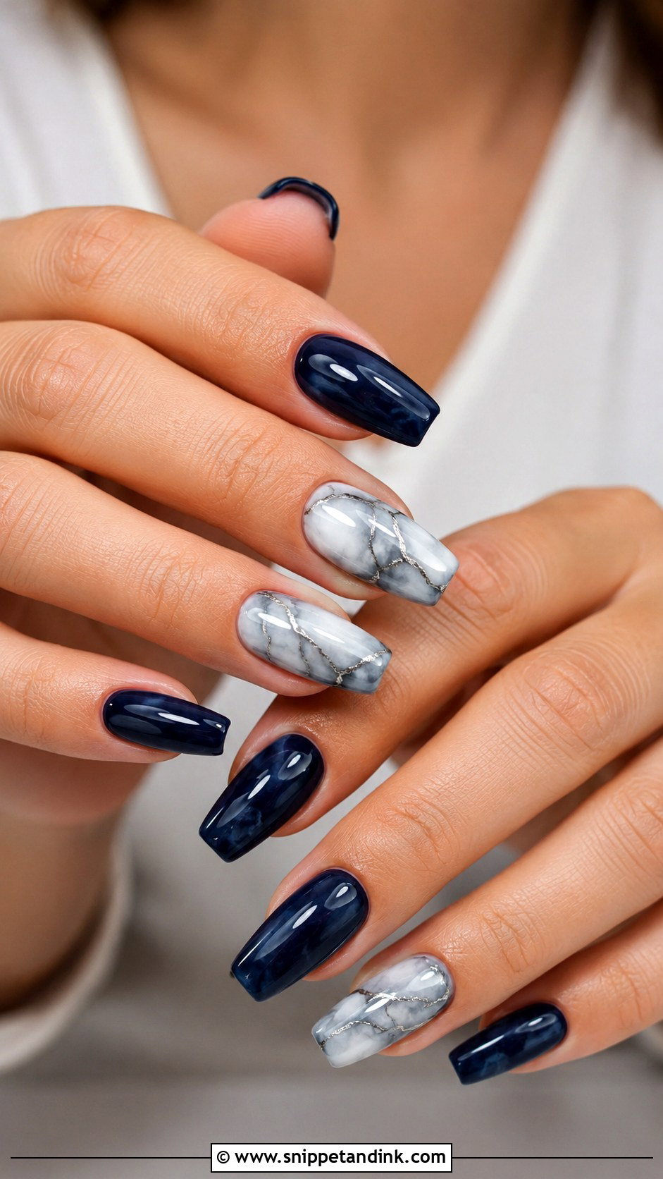 Navy Marble Wedding Nails - Snippet and Ink - 20 Navy Wedding Nails