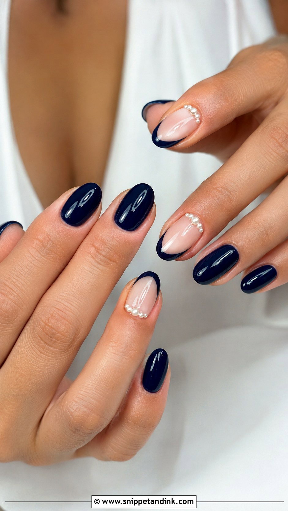 Navy Pearl Wedding Nails - Snippet and Ink - 20 Navy Wedding Nails