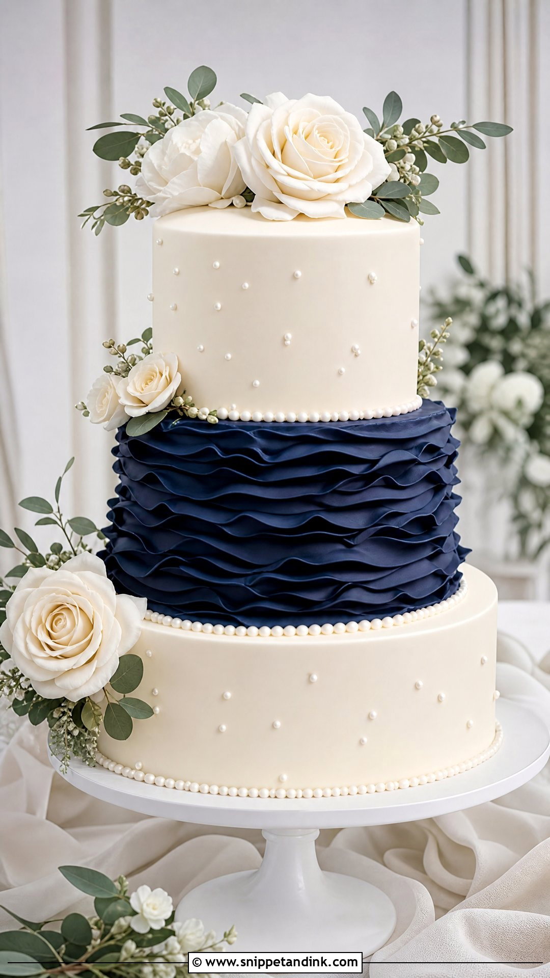 Navy Ruffle Wedding Cake - Snippet and Ink - 25 Navy Cake Ideas for Wedding