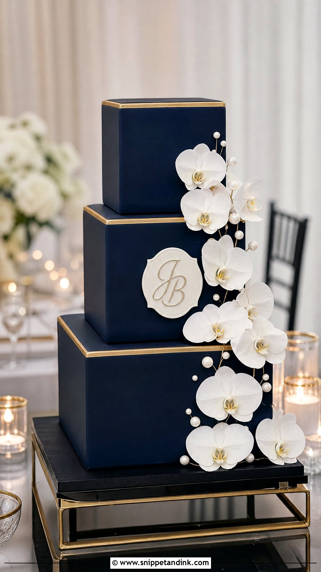 Navy Square Wedding Cake - Snippet and Ink - 25 Navy Cake Ideas for Wedding